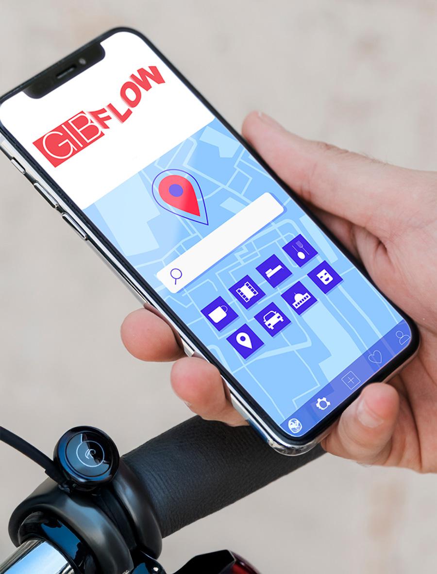 GibFlow app showing a map of Gibraltar with bus stops and local services